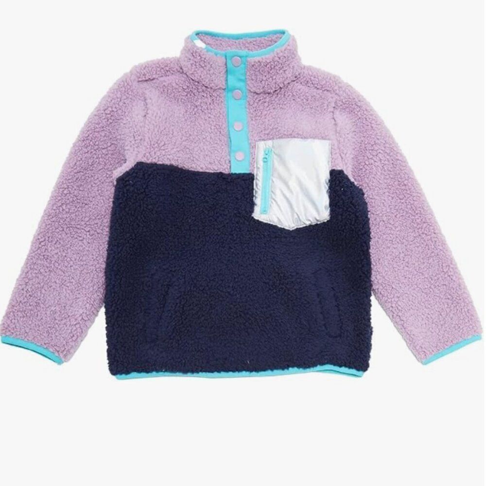 Andy & Evan Girls' Essential Sherpa Jacket Navy and Purple NWOT size 6